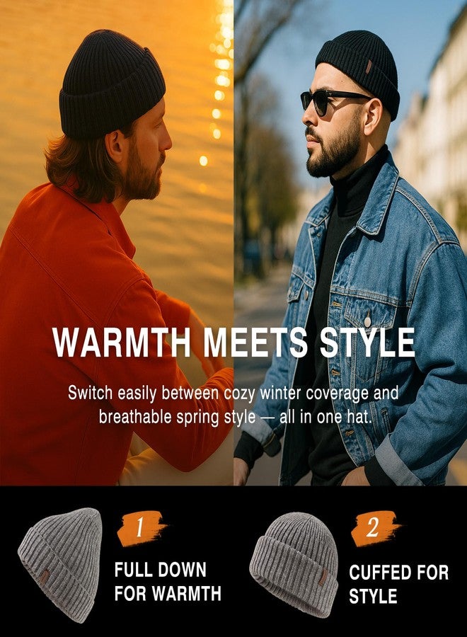 Comhats M/L/XL/XXL Short Fisherman Beanies Hat Knit Trawler Winter Fall Spring Hat Light Warmth Skull Cap for Men Women, Black, XL-XXL - Image 5