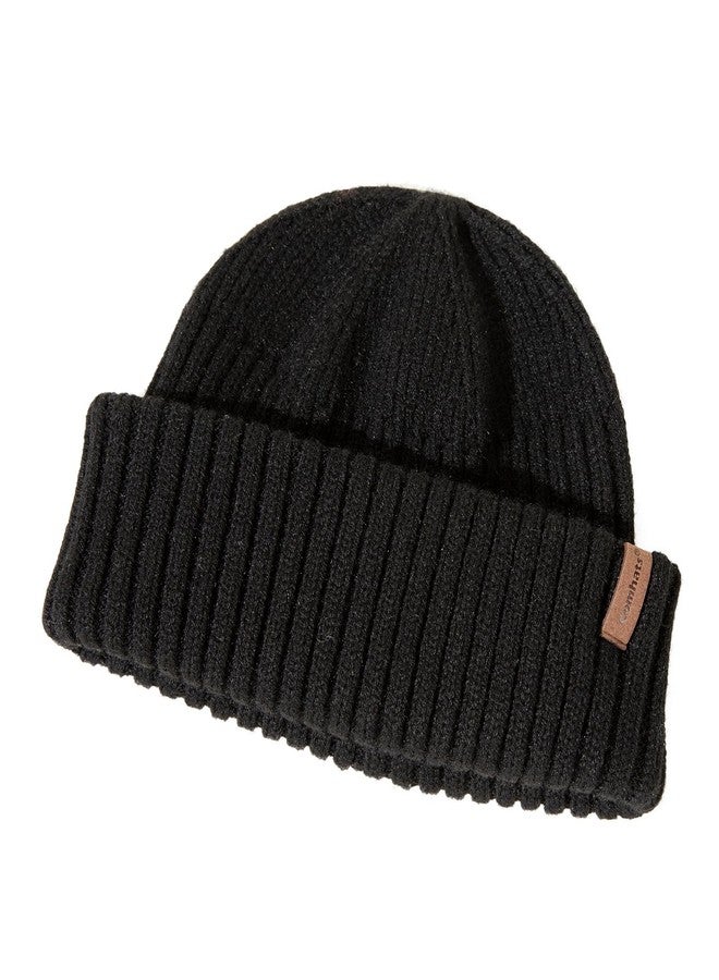 Comhats M/L/XL/XXL Short Fisherman Beanies Hat Knit Trawler Winter Fall Spring Hat Light Warmth Skull Cap for Men Women, Black, XL-XXL - Image 2