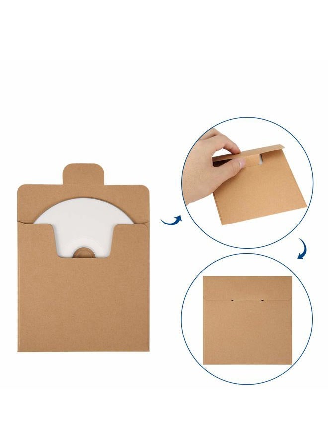 ValBox CD Sleeves 100 Packs Kraft Paper Envelopes 5 x 5 Inches Brown DVD Paper Cardboard Envelopes CD Paper Storage Holder Covers - Image 3