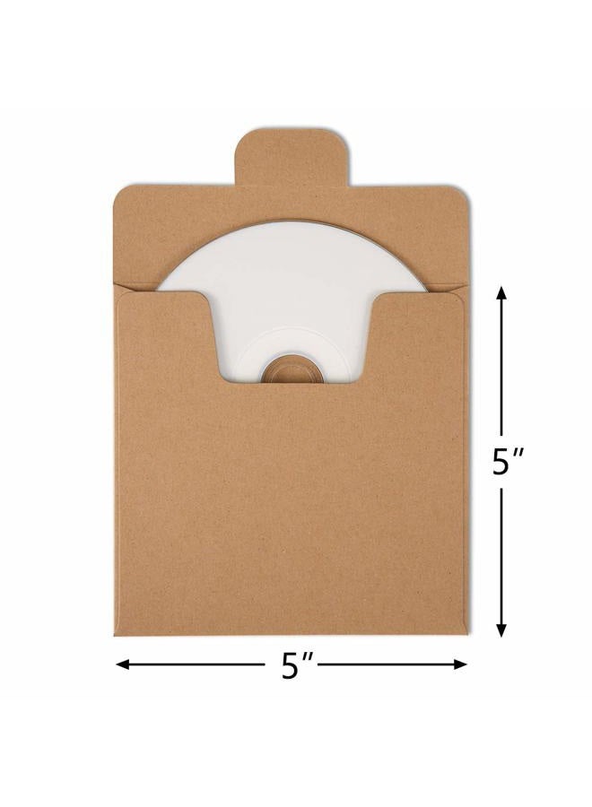 ValBox CD Sleeves 100 Packs Kraft Paper Envelopes 5 x 5 Inches Brown DVD Paper Cardboard Envelopes CD Paper Storage Holder Covers - Image 2