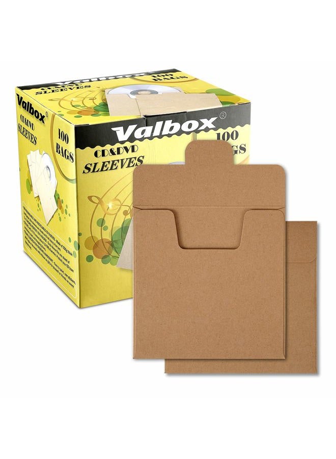 ValBox CD Sleeves 100 Packs Kraft Paper Envelopes 5 x 5 Inches Brown DVD Paper Cardboard Envelopes CD Paper Storage Holder Covers - Image 1