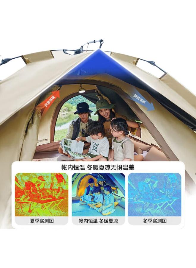 PELLIOT Hiker Outdoor Camping Tent, Fully Automatic Quick-Open, Professional Camping Tent, Black Rubber Rain Shelter, 16302702, Khaki - Image 1