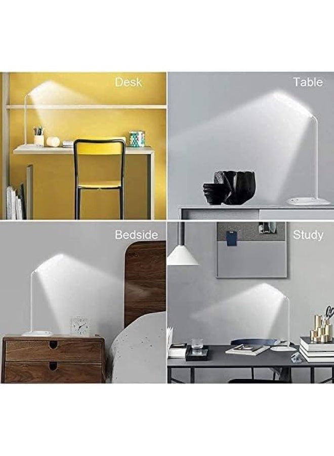 Rechargeable Led Desk Lamp Touch Control On/Off Student Study Table Lamps Night Lamp for Children Eye Protection Lamp for Study Room (White) - Image 4