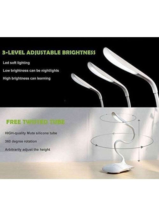 Rechargeable Led Desk Lamp Touch Control On/Off Student Study Table Lamps Night Lamp for Children Eye Protection Lamp for Study Room (White) - Image 5