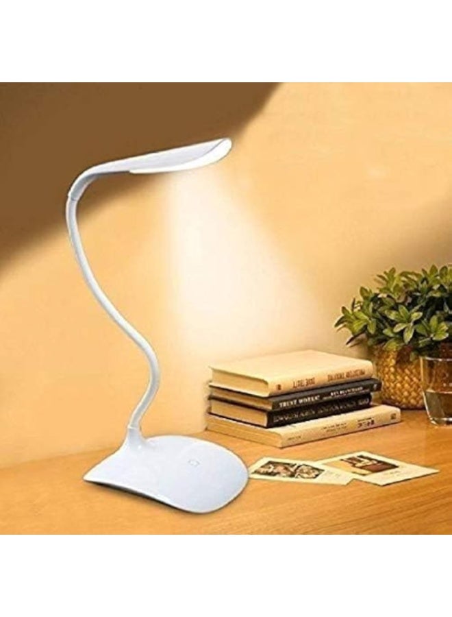 Rechargeable Led Desk Lamp Touch Control On/Off Student Study Table Lamps Night Lamp for Children Eye Protection Lamp for Study Room (White) - Image 1