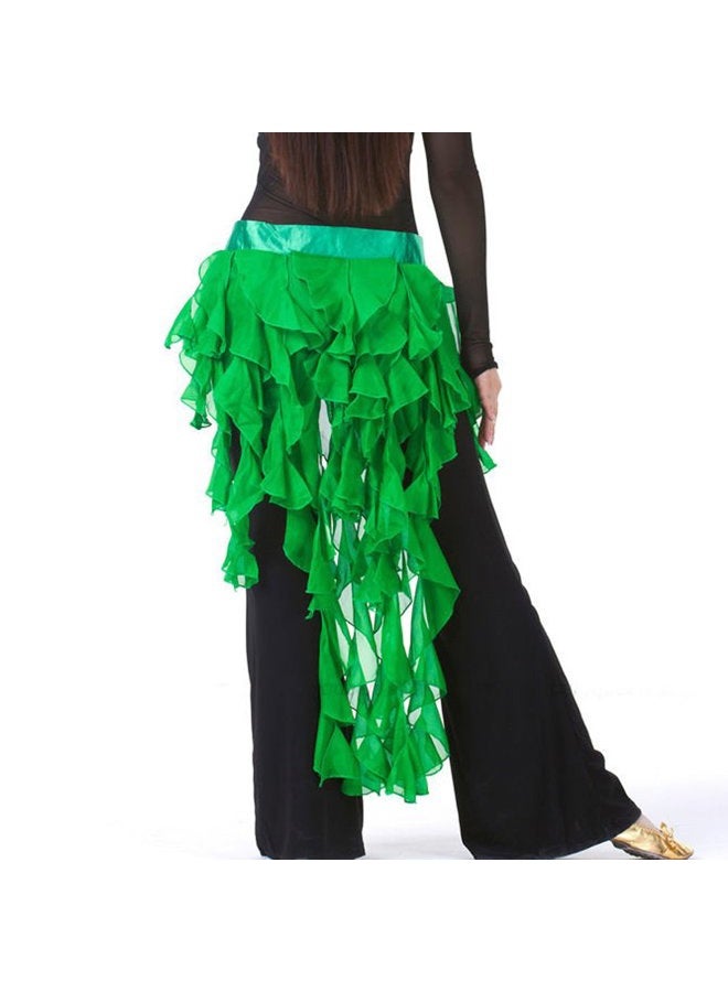 Wuchieal Women's Belly Dance Hip Scarf Belt Skirt Latin Dance Belt Performance Tassel Wave Skirt, Green, One size - Image 1