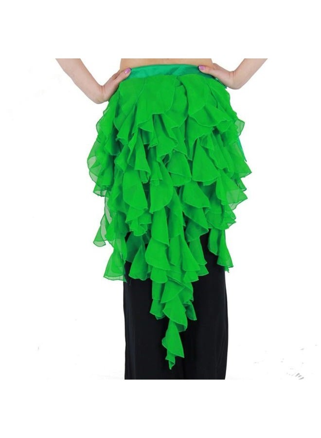 Wuchieal Women's Belly Dance Hip Scarf Belt Skirt Latin Dance Belt Performance Tassel Wave Skirt, Green, One size - Image 2