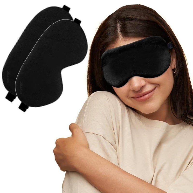 RIXTEC Pack 2 Eye Mask for Sleeping with Adjustable Strap Super Soft Sleeping Mask Blind Fold for Comfortable Sleep Travelling Sleep Mask Pad for men and women - Image 5