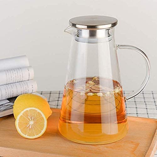 Aktnil icate Glass Water jug with lid for Juice Water iced Tea Pitcher Tea Carafe hot Glass Pitcher and Tea jar 1800 ML - Image 4