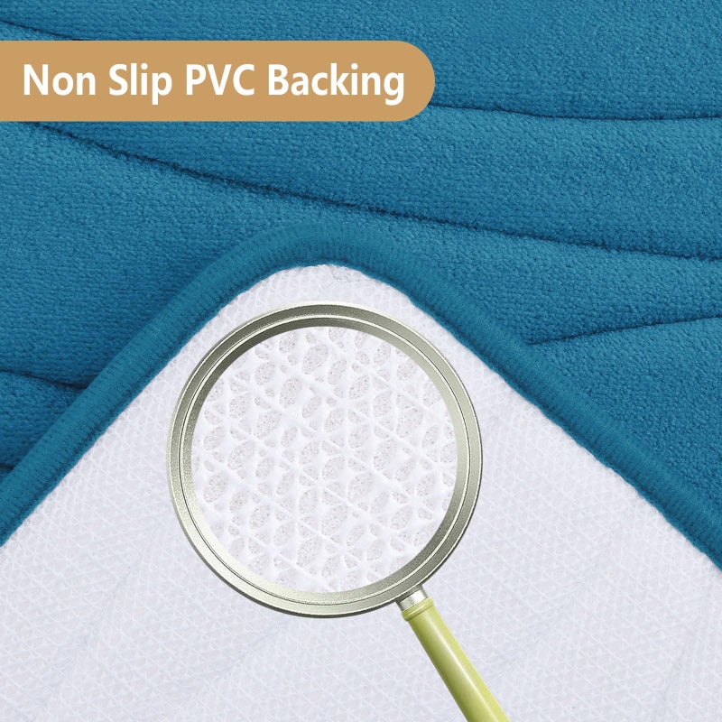 بجند بوجاندا Memory Foam Progh Brugات حصيرة 30x20 إضافية ناعمة وامتصاص الحصير الحمام غير القابلة للانزلاق والآلة سجاد حمام قابلة للغسل لحوض الحمام الأرضية ودش الطاووس الأزرق - Image 2