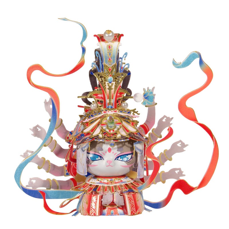 MU 3D Metal Puzzles Assembling Buddhist Kwan Yin Statue Kitty Cat Figures, Zen Gift Cultural Relic Replicas The Flying Apsaras Metal Model Kits Building, Hobby Collectables Presents Home Desk Decor - Image 1