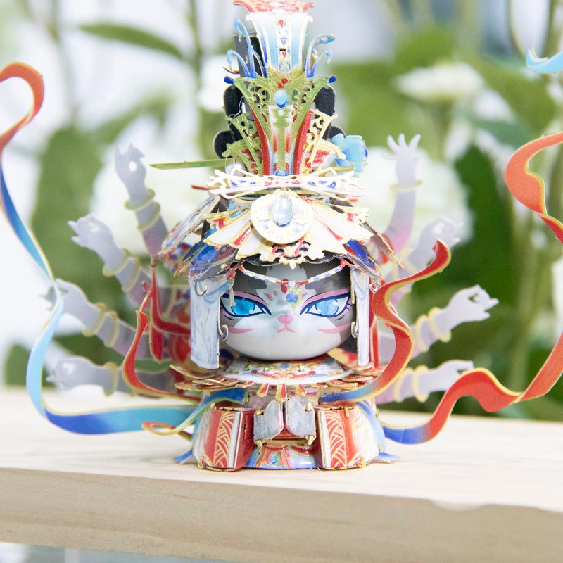 MU 3D Metal Puzzles Assembling Buddhist Kwan Yin Statue Kitty Cat Figures, Zen Gift Cultural Relic Replicas The Flying Apsaras Metal Model Kits Building, Hobby Collectables Presents Home Desk Decor - Image 5