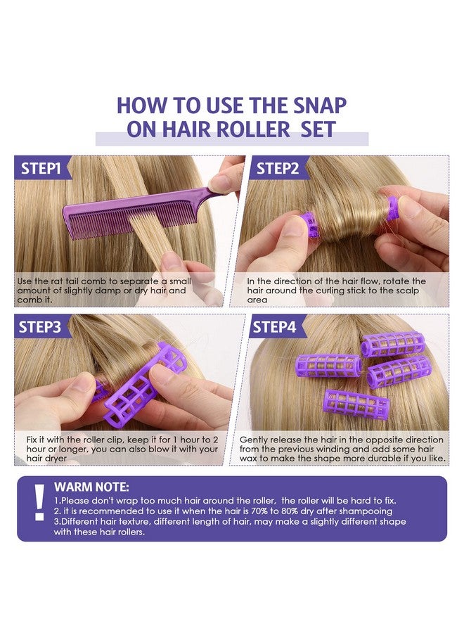 Syhood 28 Pieces Hair Roller 0.6 Inch/ 1.5 Cm Small Size Plastic Hair Rollers Hair Curlers With Steel Pintail Comb Rat Tail Comb For Short Hair Long Hair Hairdressing Styling Tools (Purple) - Image 4