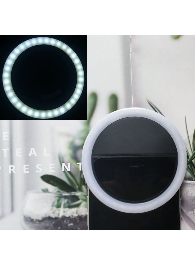 Neutral Rk12 Mobile Phone Fill Light Round Back Clip Live Selfie Beauty Led Fill Light Usb Charging Mobile Phone Fill Light - Image 1