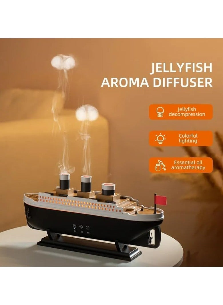 ELTRAZONE - Ship Shape 250ml Ultrasonic Oil Humidifier & Diffuser with Remote Control – Jellyfish-Inspired Design, Aroma Function & 10-Hour Operation for Home or Office - Image 1