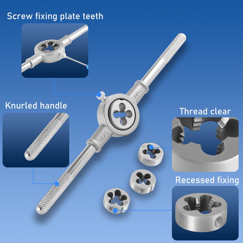 Anfrere 84pc Tap and Die Set in SAE & Metric Sizes, Standard Tap Set and Die Tool Set for Threading and Rethreading Internal and External Threads, M3-M12 Thread Repair Kit - Image 3