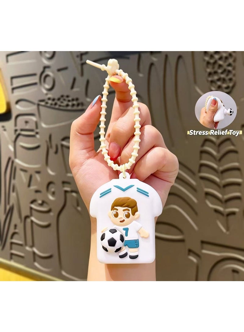 Western Mountains Cute Soccer Player Silicone Key Case Cover, Mini Zipper Coin Purse, Keychain Protector for Car Keys, AirPods, Small Accessories, 4 Styles - Image 1