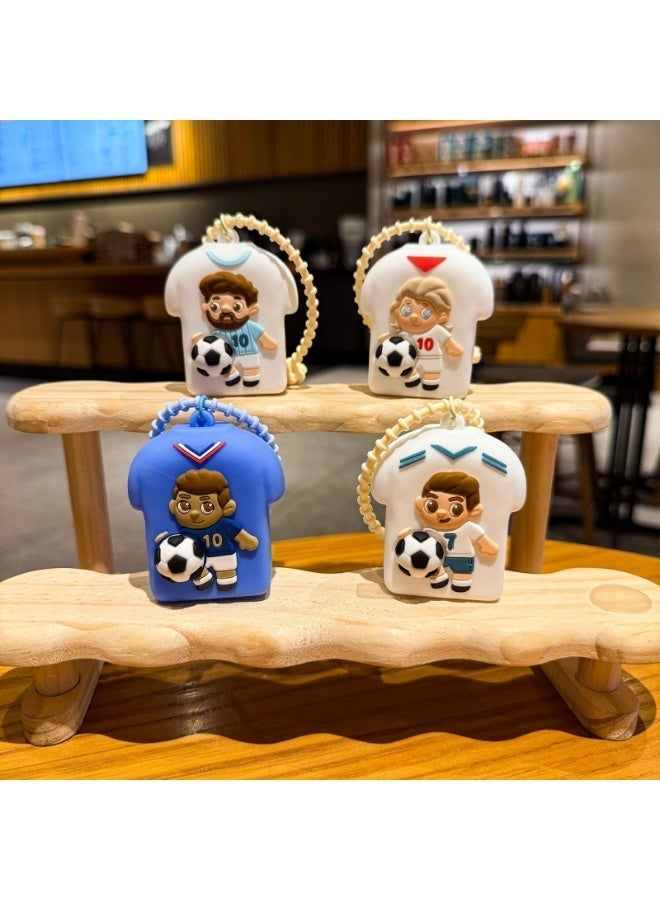 Western Mountains Cute Soccer Player Silicone Key Case Cover, Mini Zipper Coin Purse, Keychain Protector for Car Keys, AirPods, Small Accessories, 4 Styles - Image 2
