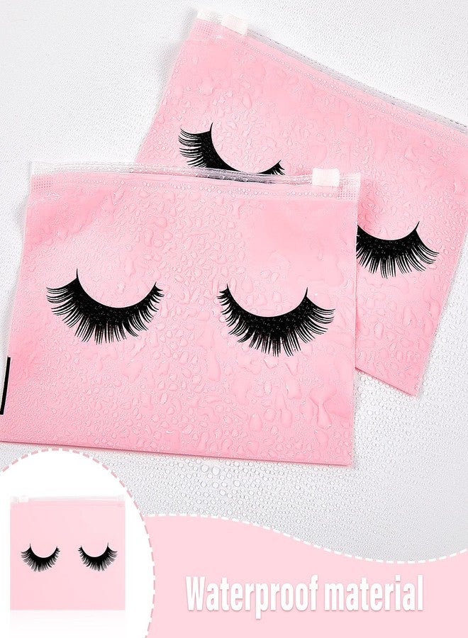 Tenare 100 Pcs Eyelash Makeup Bags Lash Bags for Clients eyelash aftercare Waterproof Plastic Toiletry Cosmetic Pouch with Zipper for Women Small Business Supplies 4 x 6 inch(EVA,Classic Style) - Image 4