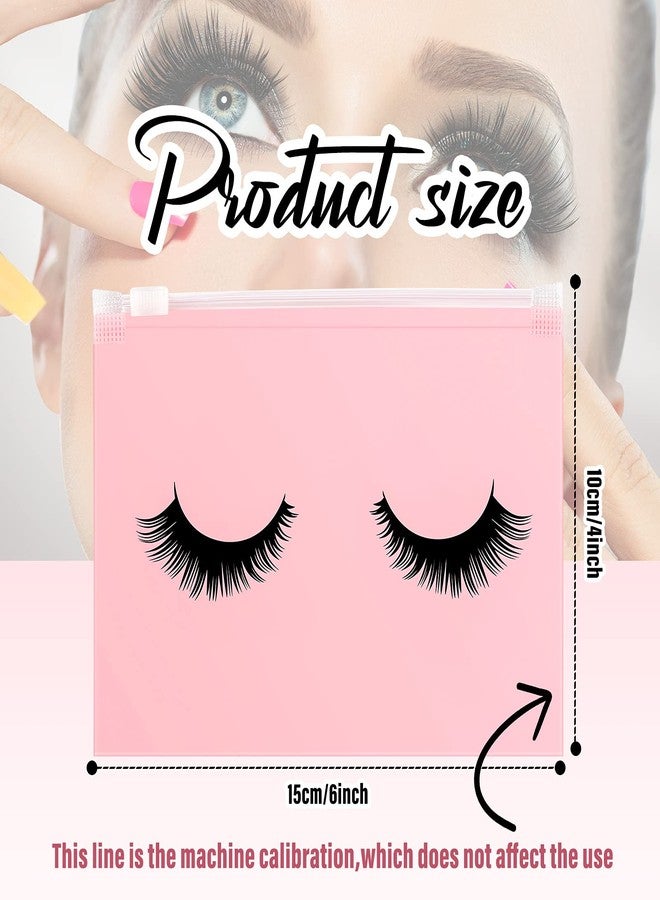 Tenare 100 Pcs Eyelash Makeup Bags Lash Bags for Clients eyelash aftercare Waterproof Plastic Toiletry Cosmetic Pouch with Zipper for Women Small Business Supplies 4 x 6 inch(EVA,Classic Style) - Image 2