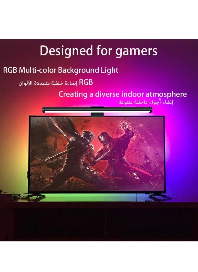 Computer Monitor Light with RGB 3 Color Changing Ambient Light,No Glare Screen Monitor Light,USB Powered LED E-Reading Desk Lamps Touch Control for Office/Home/Gaming/Desk 442x24mm