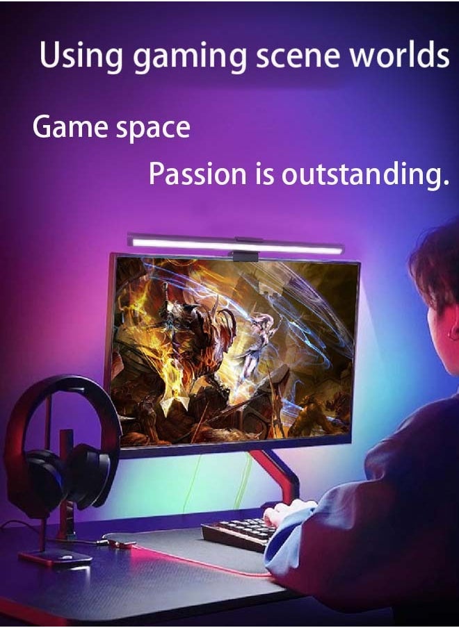 Computer Monitor Light with RGB 3 Color Changing Ambient Light,No Glare Screen Monitor Light,USB Powered LED E-Reading Desk Lamps Touch Control for Office/Home/Gaming/Desk 442x24mm