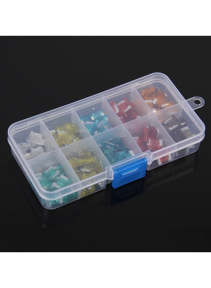 عدد 100 قطعة من فيوزات الميني (5A / 7.5A / 10A / 15A / 20A / 25A / 30A) مع محول إضافة دائرة (Add-a-circuit) وحامل شفرة الفيوز - Image 1