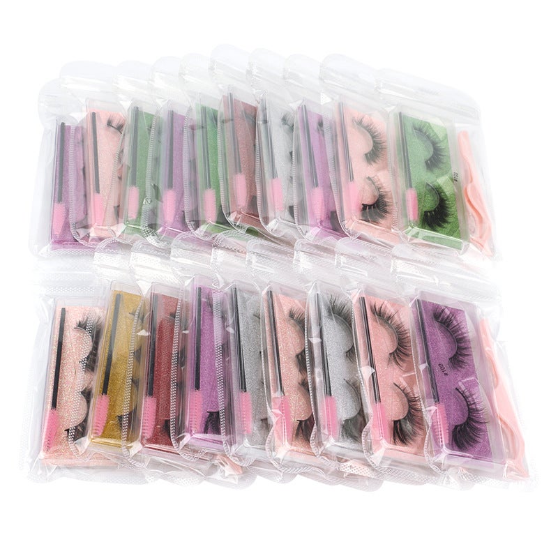 SHIDISHANGPIN 3D Mink-Like False Eyelashes Set with Tweezers and Brush - Image 1
