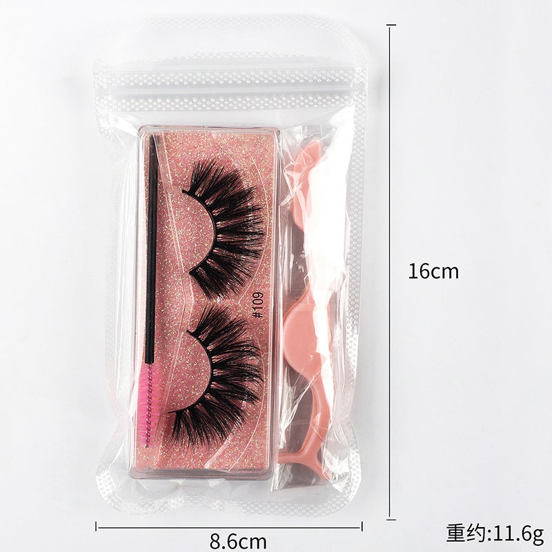 SHIDISHANGPIN 3D Mink-Like False Eyelashes Set with Tweezers and Brush - Image 4
