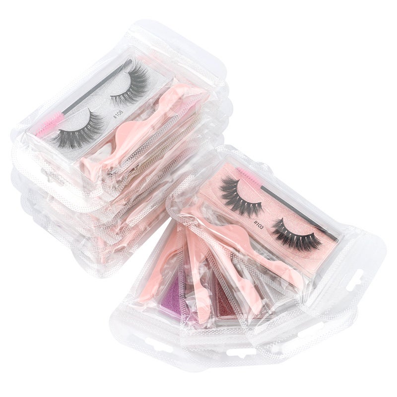 SHIDISHANGPIN 3D Mink-Like False Eyelashes Set with Tweezers and Brush - Image 3