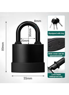 GNOLY GNOLY Waterproof Padlock AntiTheft Outdoor Lock Heavy Duty Short Shackle Padlock 45mm55mm Outdoor Security Lock with Keys 1Pcs 55mm with 4 Keys  - Image 2