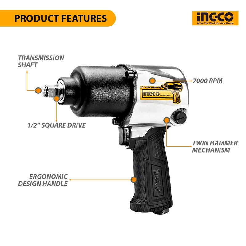 INGCO Ingco Arna Power tools Hand tools Air Impact Fixed Square  - Image 3
