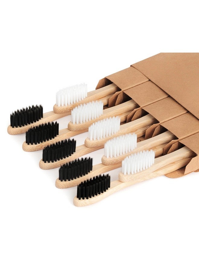 NUDUKO Biodegradable Bamboo Toothbrushes, 10 Piece BPA Free Soft Bristles Toothbrushes, Natural, Eco-Friendly, Green and Compostable - Image 1