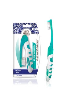 GuruNanda GuruNanda Folding Toothbrush with Builtin Cover Perfect for Travel Hiking  Camping Compact  Portable OnThego Toothbrush with Soft Bristles  Ergonomic Handle for Adults  Kids 1 Count 