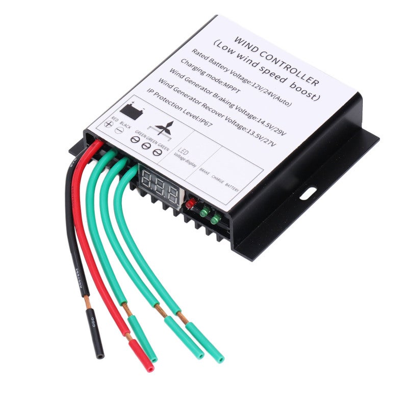 MPPT Wind Turbine Controller 12V 24V Aluminum Alloy - IP67 Waterproof Design - Automatic Battery Matching for Low Wind Speed Charging - Image 2