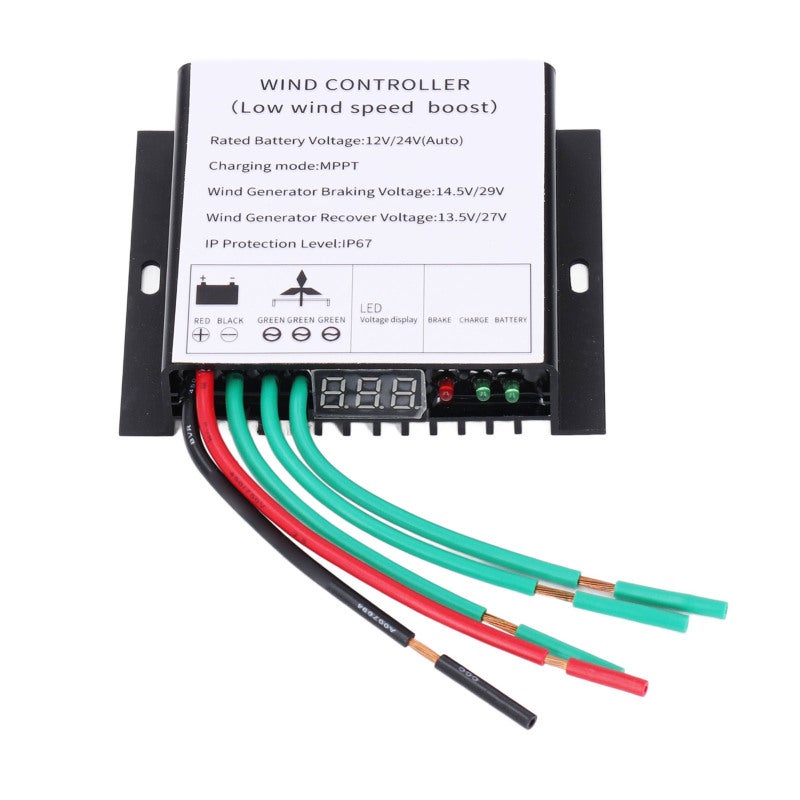 MPPT Wind Turbine Controller 12V 24V Aluminum Alloy - IP67 Waterproof Design - Automatic Battery Matching for Low Wind Speed Charging - Image 3
