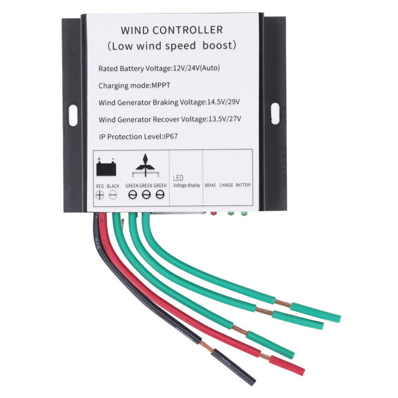 MPPT Wind Turbine Controller 12V 24V Aluminum Alloy - IP67 Waterproof Design - Automatic Battery Matching for Low Wind Speed Charging - Image 1