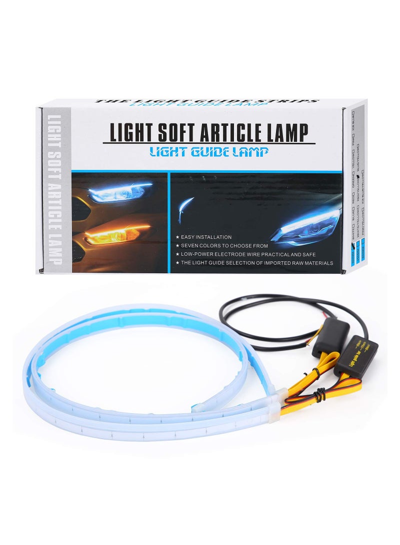 SYOSI 2 Pcs Flexible Car Led Light Strip, Dual Color 24 Inches DRL LED Headlight Surface Strip Tube Light Daytime Running White & Amber Waterproof Switchback Sequential Lamp Turn Signal Light - Image 1
