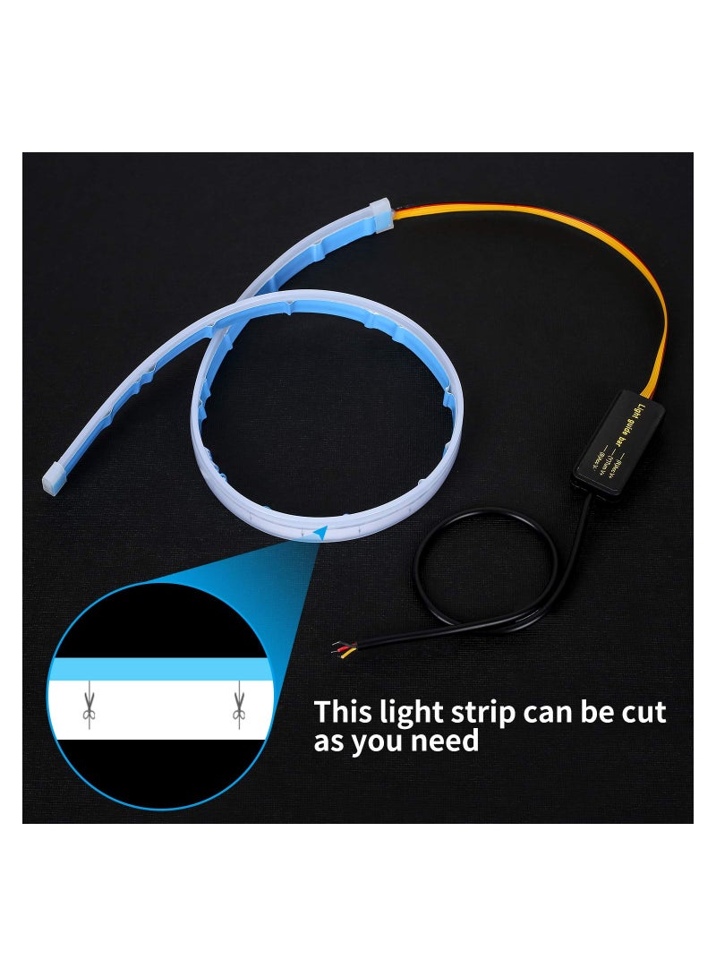 SYOSI 2 Pcs Flexible Car Led Light Strip, Dual Color 24 Inches DRL LED Headlight Surface Strip Tube Light Daytime Running White & Amber Waterproof Switchback Sequential Lamp Turn Signal Light - Image 4