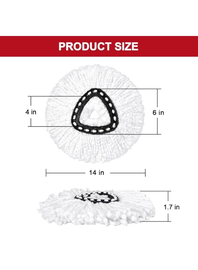 Spin Mop Heads Replacement - 4 Pack Microfiber Mop Refill Compatible with Easy Wring Spin Mop and Bucket System - Triangle Shape Mop Head Replacement for Floor Cleaning (White) - Image 3