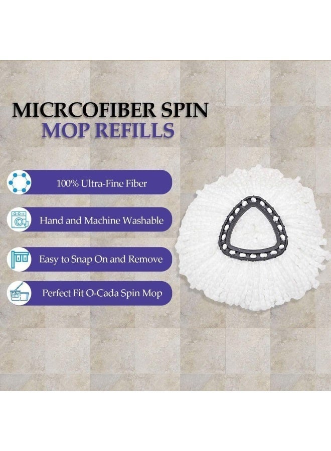Spin Mop Heads Replacement - 4 Pack Microfiber Mop Refill Compatible with Easy Wring Spin Mop and Bucket System - Triangle Shape Mop Head Replacement for Floor Cleaning (White) - Image 4