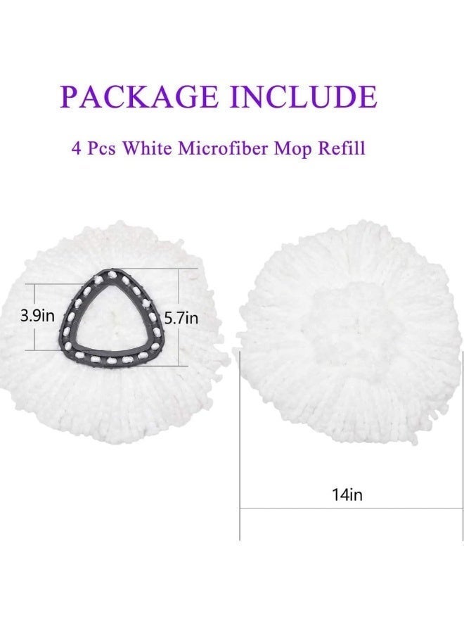 Spin Mop Heads Replacement - 4 Pack Microfiber Mop Refill Compatible with Easy Wring Spin Mop and Bucket System - Triangle Shape Mop Head Replacement for Floor Cleaning (White) - Image 2