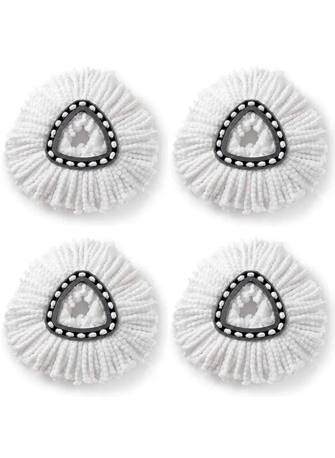 Spin Mop Heads Replacement - 4 Pack Microfiber Mop Refill Compatible with Easy Wring Spin Mop and Bucket System - Triangle Shape Mop Head Replacement for Floor Cleaning (White) - Image 1