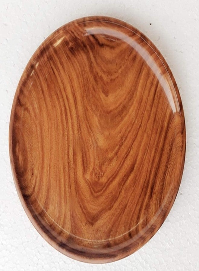 Giftoshopee Wooden Plate/Wooden Thali - Handcrafted Serving Platters for Home Decor – Natural Wooden -Brown - 10 INCH - Image 2