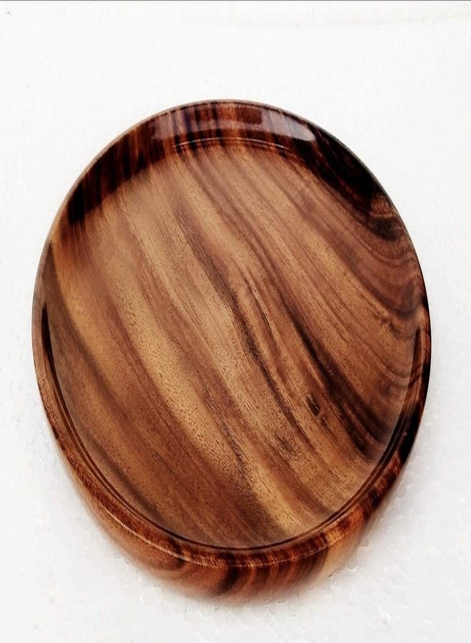 Giftoshopee Wooden Plate/Wooden Thali - Handcrafted Serving Platters for Home Decor – Natural Wooden -Brown - 10 INCH - Image 1