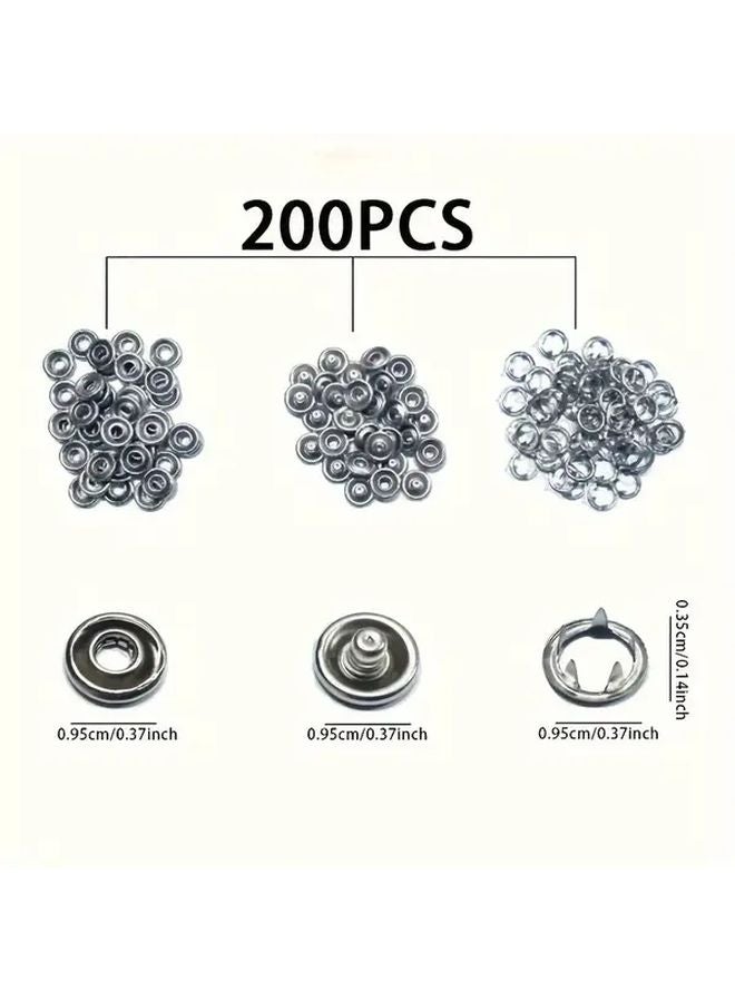 200 أزرار أداة تثبيت القفل الملابس مع كماشة للحرف الخياطة - Image 4