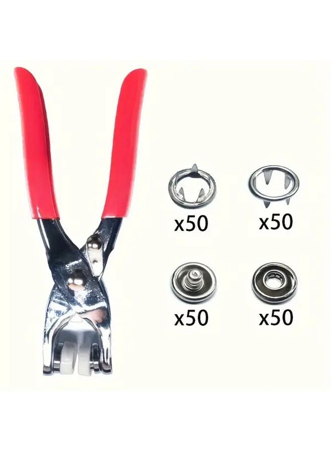 200 أزرار أداة تثبيت القفل الملابس مع كماشة للحرف الخياطة - Image 1