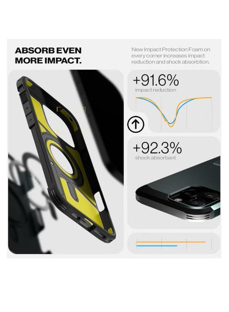 Spigen Tough Armor MagFit AI for iPhone 16 Pro Case Cover MagSafe with Kickstand (2024) - Abyss Green - Image 5