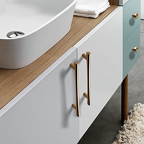 YAGU 10 Pack Bright Gold Cabinet Handles 75 Inch Hole Center Polished Brass Kitchen Drawer Pulls Zinc Alloy Furniture Hardware for Bathroom Cupboard Dresser Wardrobe - Image 3