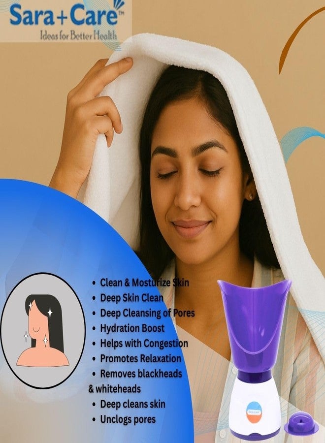 Sara+Care Face & Nose Vaporizer Steamer for Cold, Cough, Facial Rejuvenation, Skin Deep Cleanse, Sinusitis Relief & Breathing Disorders Prevention with Nasal & Facial Mask - Image 2